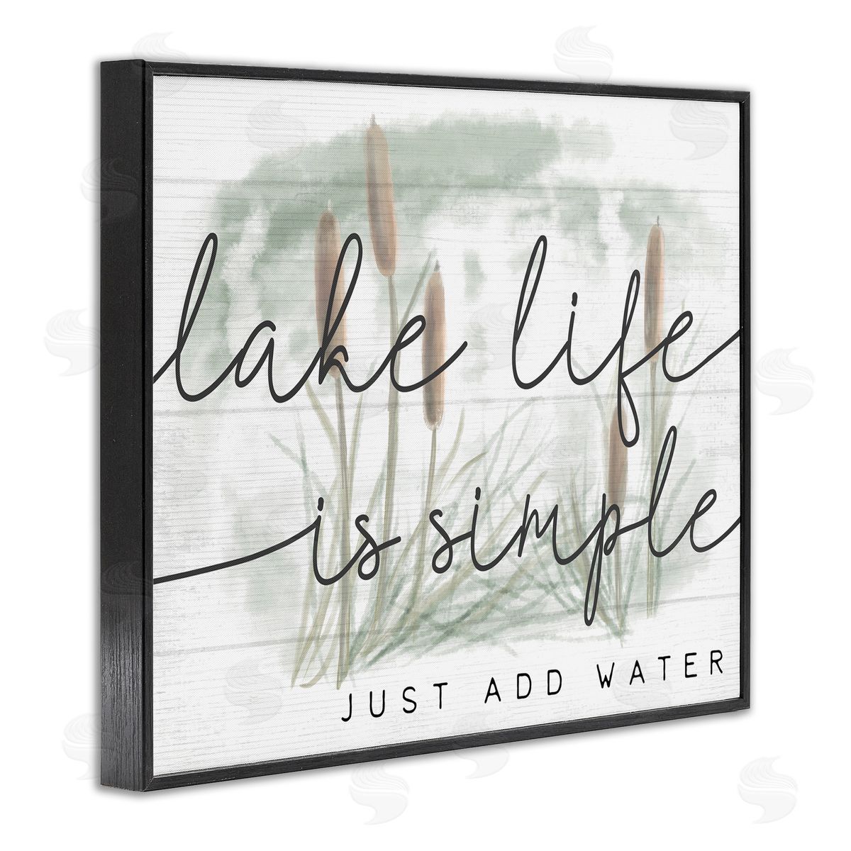 Stupell Studio Lake Life Simplicity Phrase Cattail Water Plants Black Framed Giclee Wall Art