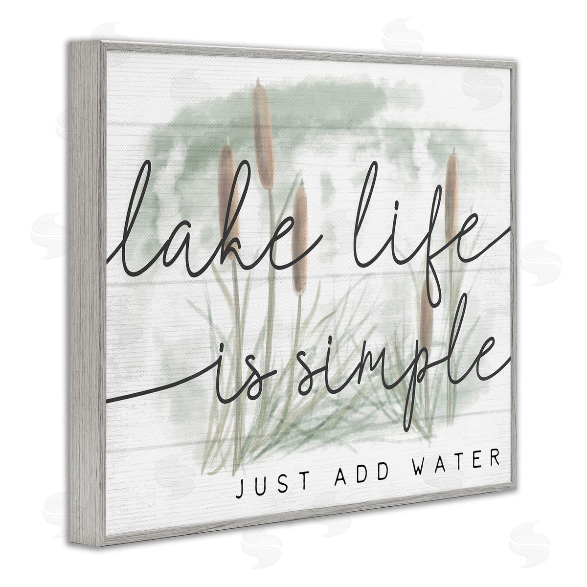 Stupell Studio Lake Life Simplicity Phrase Cattail Water Plants Gray Framed Giclee Wall Art