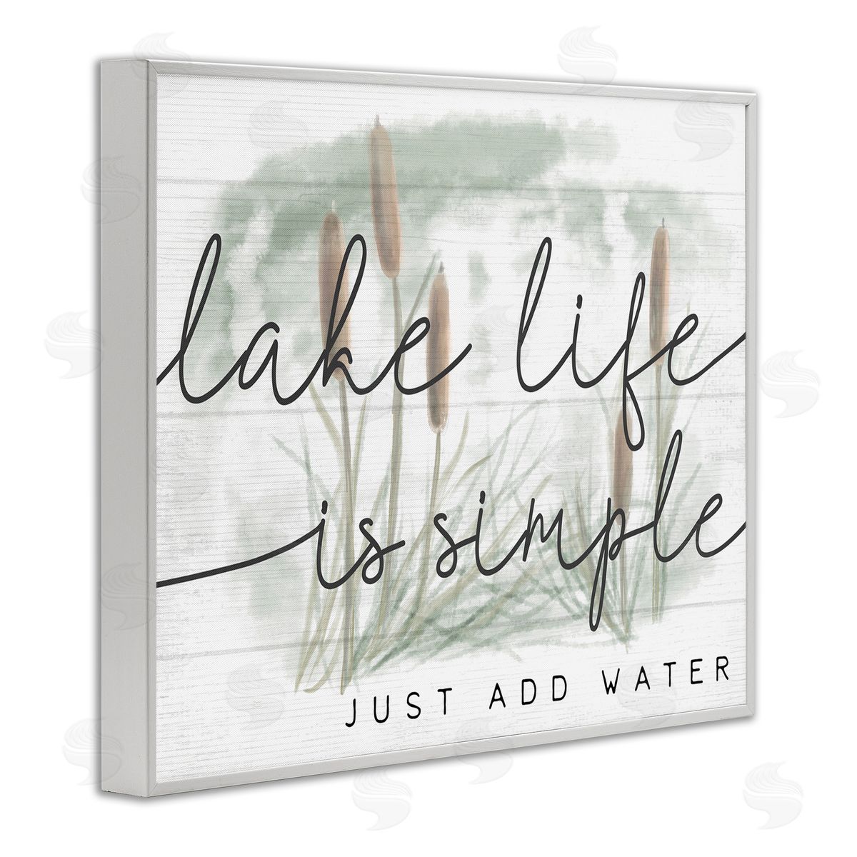 Stupell Studio Lake Life Simplicity Phrase Cattail Water Plants White Framed Giclee Wall Art