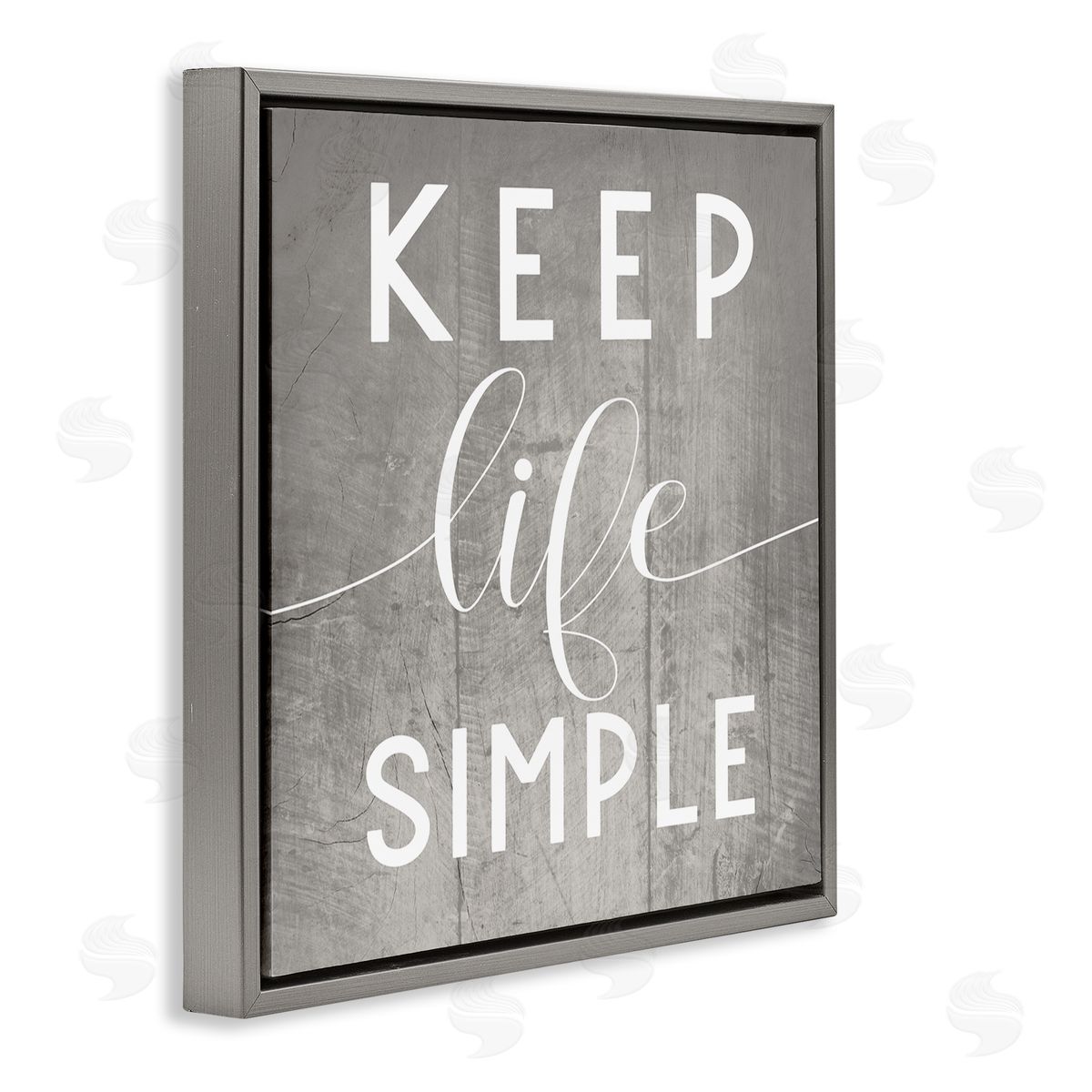 Stupell Studio Keep Life Simple Phrase Grey Plank Pattern Gray Floater Frame Canvas Art