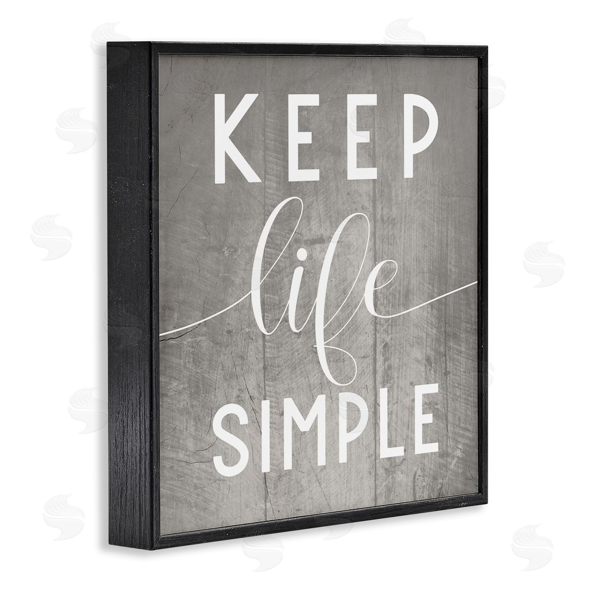 Stupell Studio Keep Life Simple Phrase Grey Plank Pattern Black Framed Giclee Wall Art