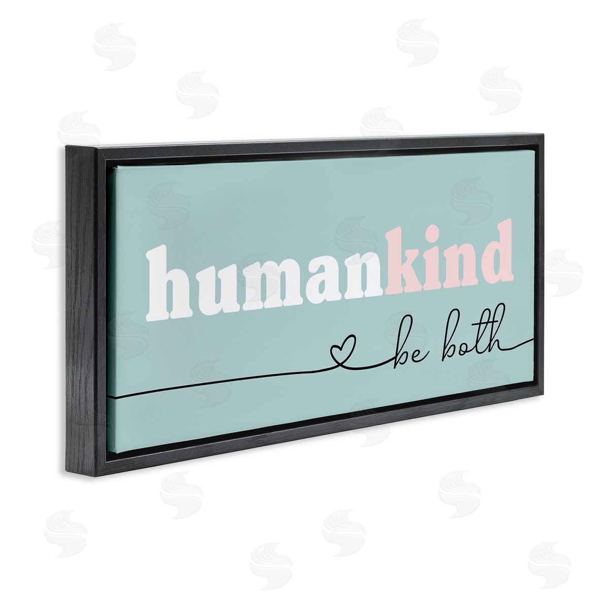 Stupell Studio Humankind Be Both Phrase Pink Turquoise Details Black Floater Frame Canvas Art