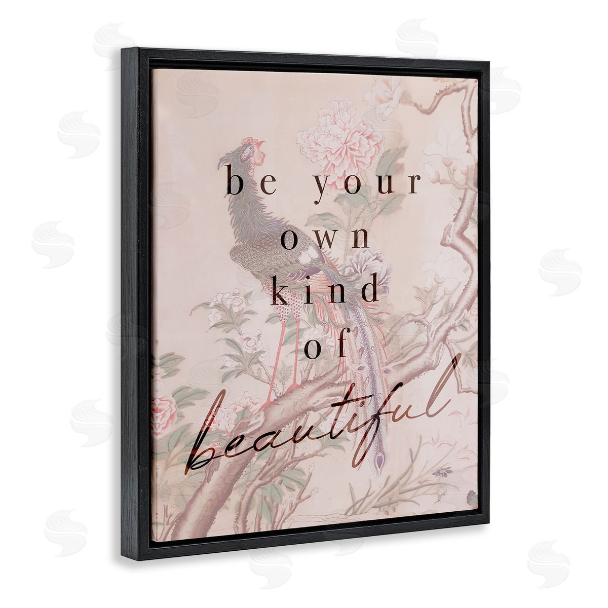 Stupell Studio Be Your Own Beautiful Phrase Vintage Wild Turkey Black Floater Frame Canvas Art