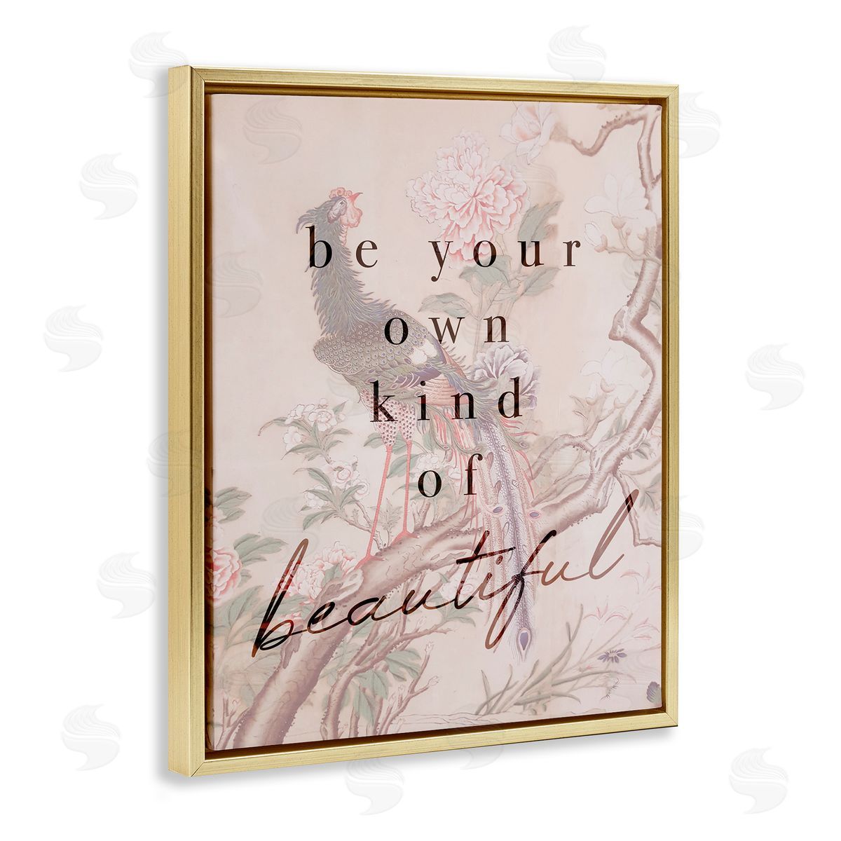 Stupell Studio Be Your Own Beautiful Phrase Vintage Wild Turkey Gold Floater Frame Canvas Art