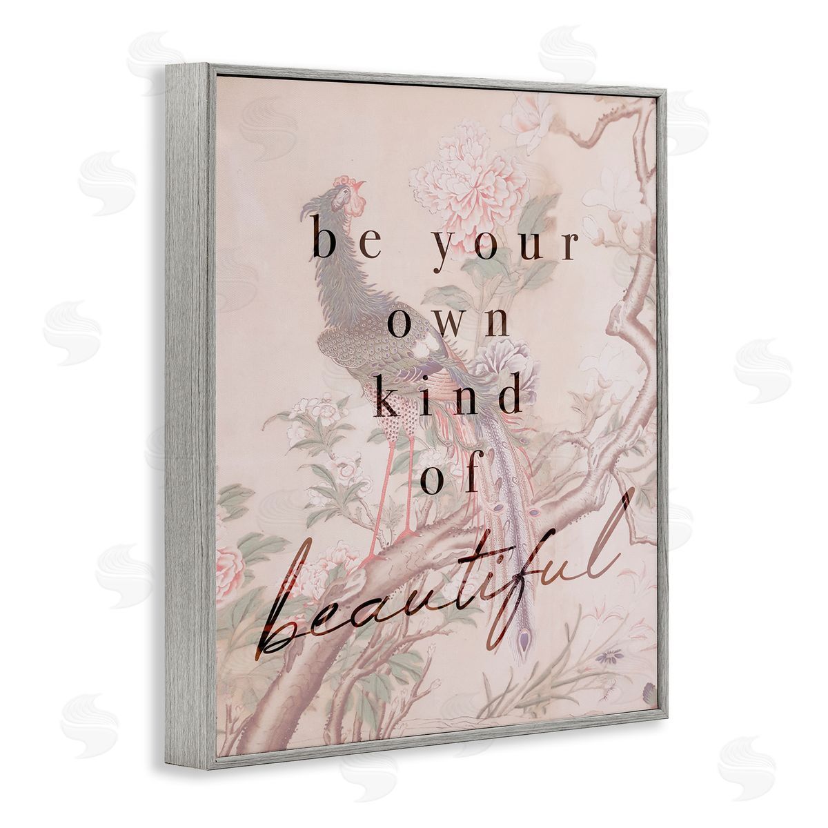 Stupell Studio Be Your Own Beautiful Phrase Vintage Wild Turkey Gray Framed Giclee Wall Art