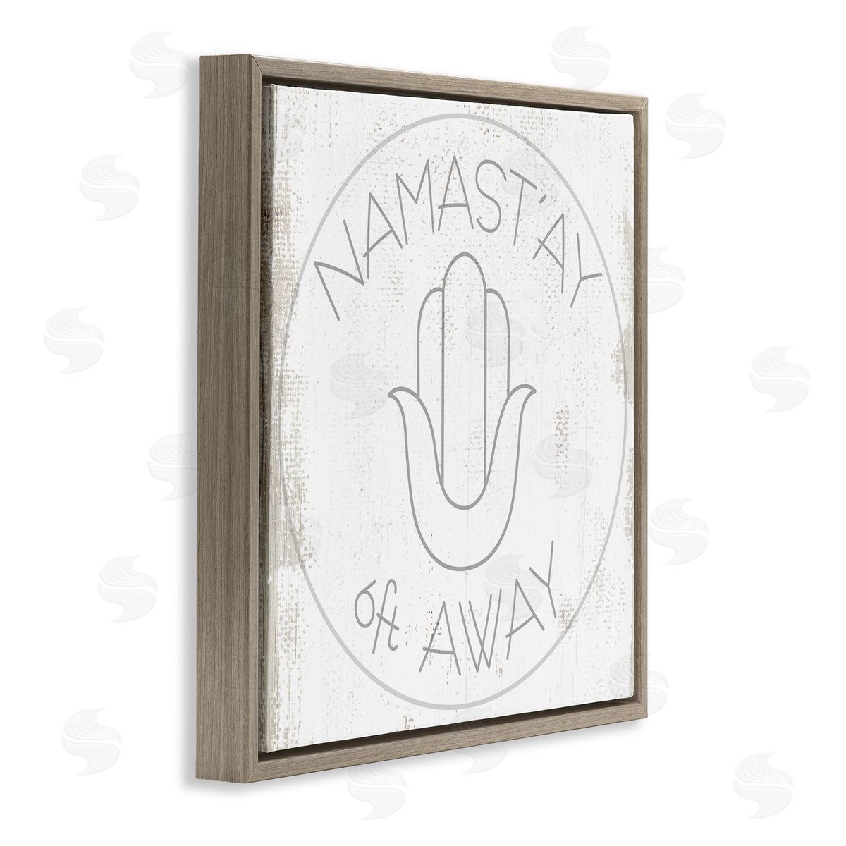 Stupell Studio Namast'ay 6 Feet Away Phrase Self-Care Pun Brown Floater Frame Canvas Art