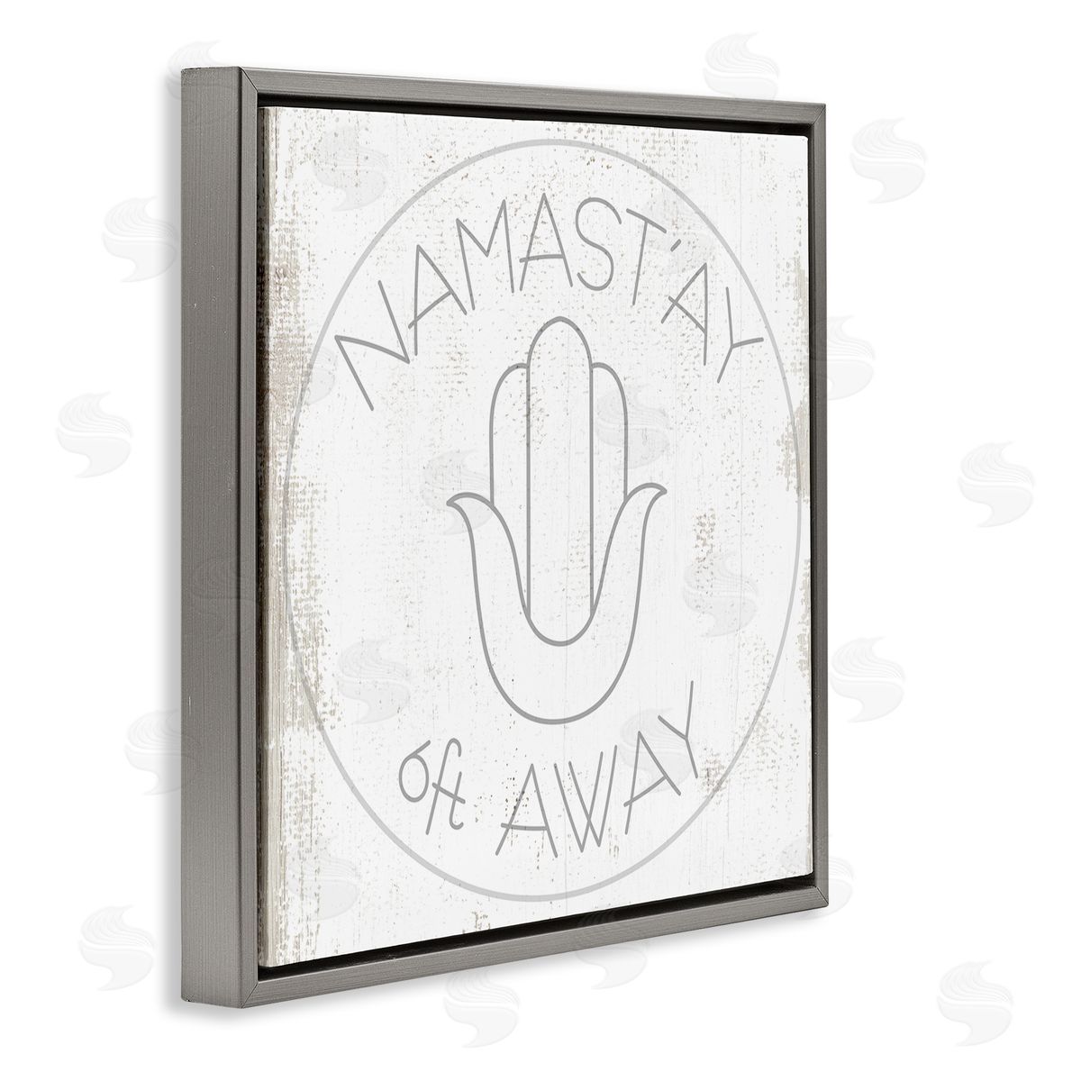 Stupell Studio Namast'ay 6 Feet Away Phrase Self-Care Pun Gray Floater Frame Canvas Art
