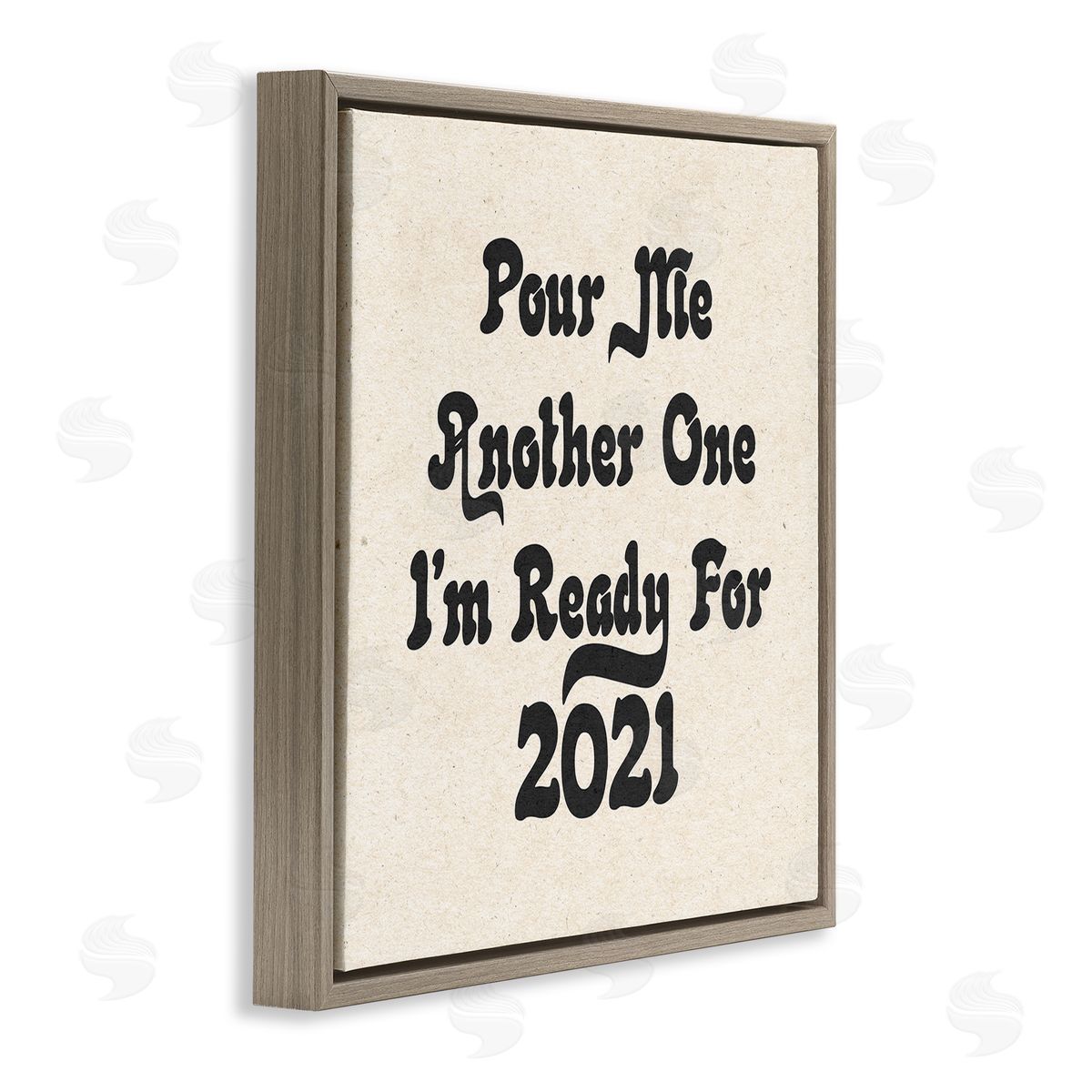 Stupell Studio Retro Pour Me Another 2021 Quote Soft Pattern Brown Floater Frame Canvas Art