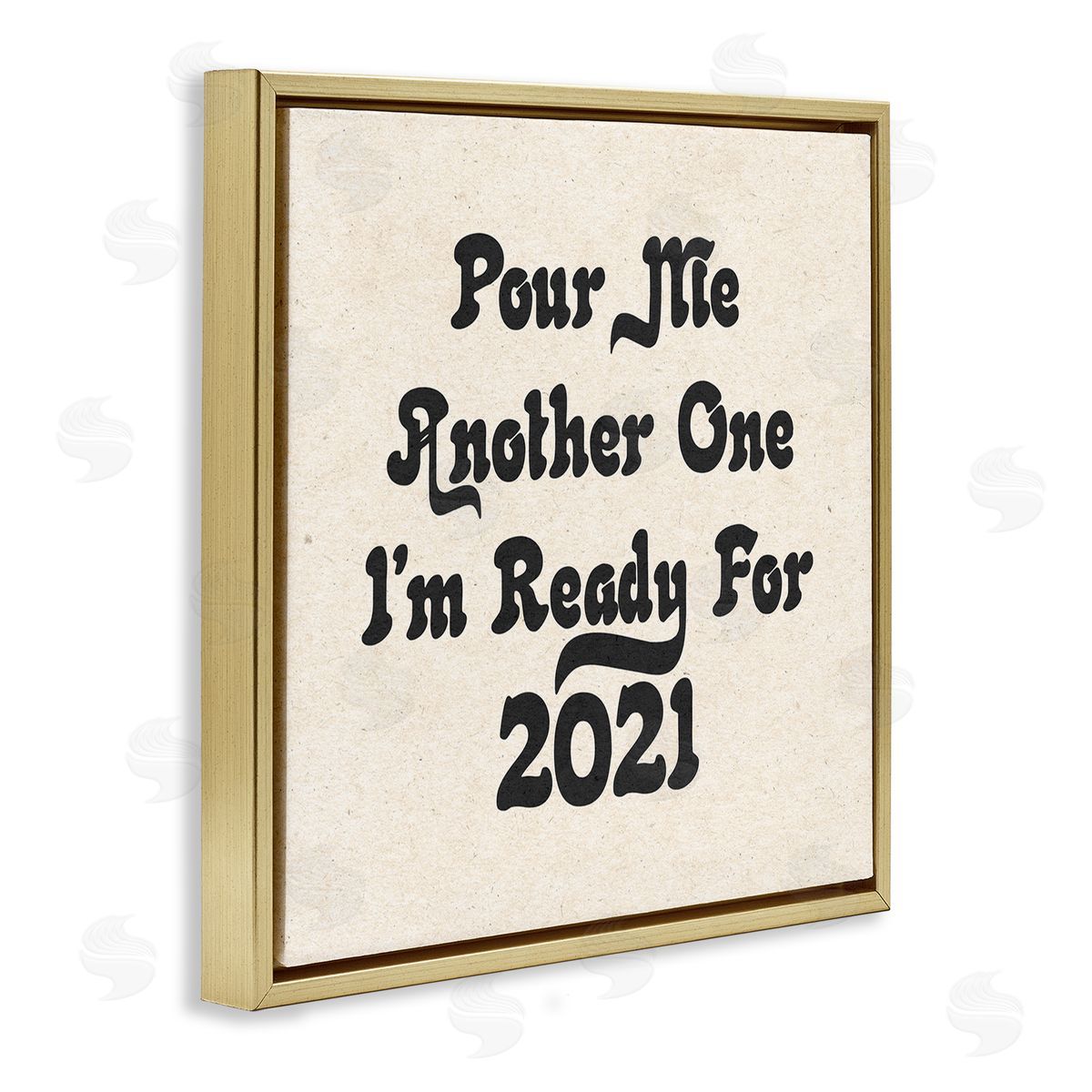 Stupell Studio Retro Pour Me Another 2021 Quote Soft Pattern Gold Floater Frame Canvas Art