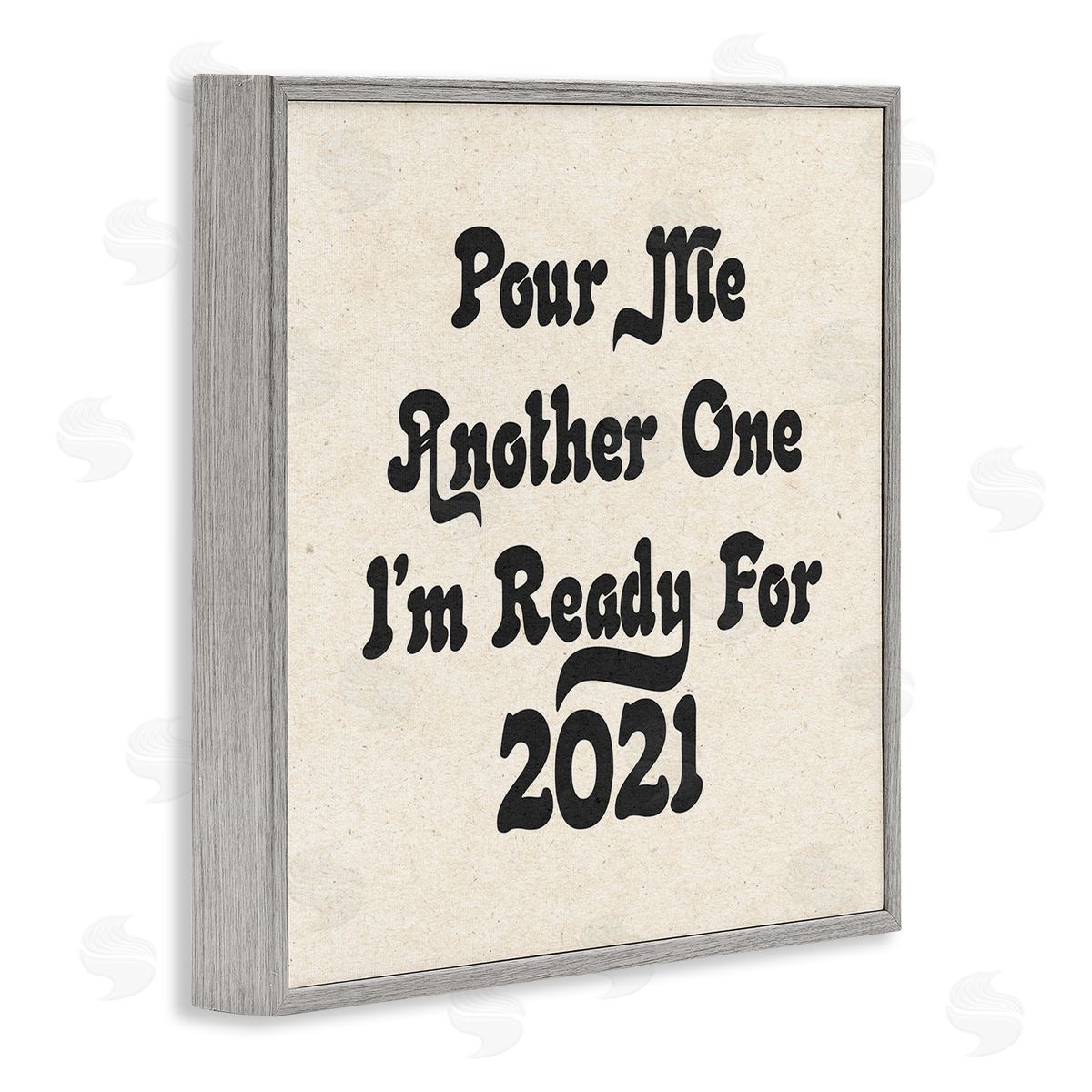 Stupell Studio Retro Pour Me Another 2021 Quote Soft Pattern Gray Framed Giclee Wall Art