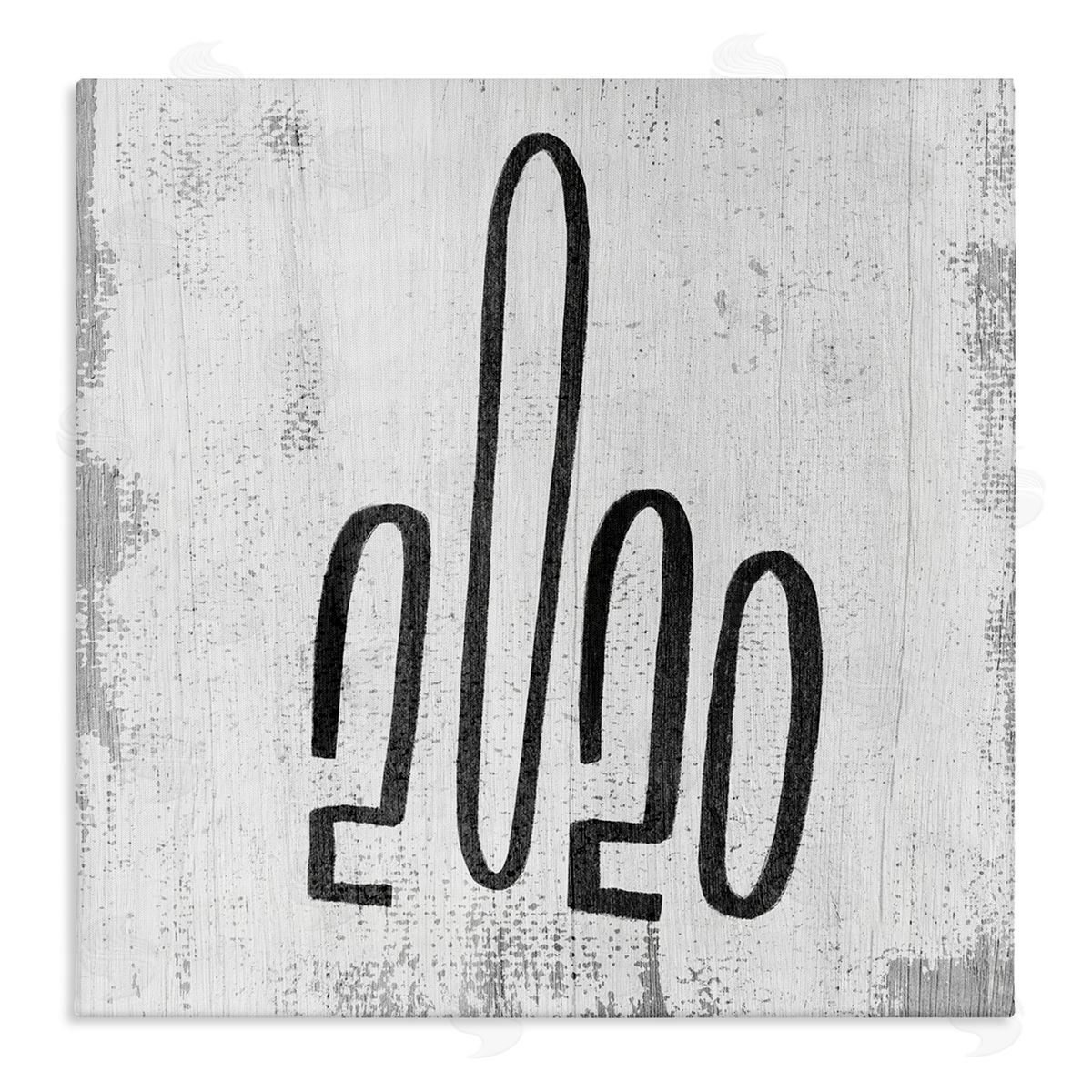 Stupell Studio Rustic 2020 Middle Finger Typography Hand Gesture Canvas Wall Art