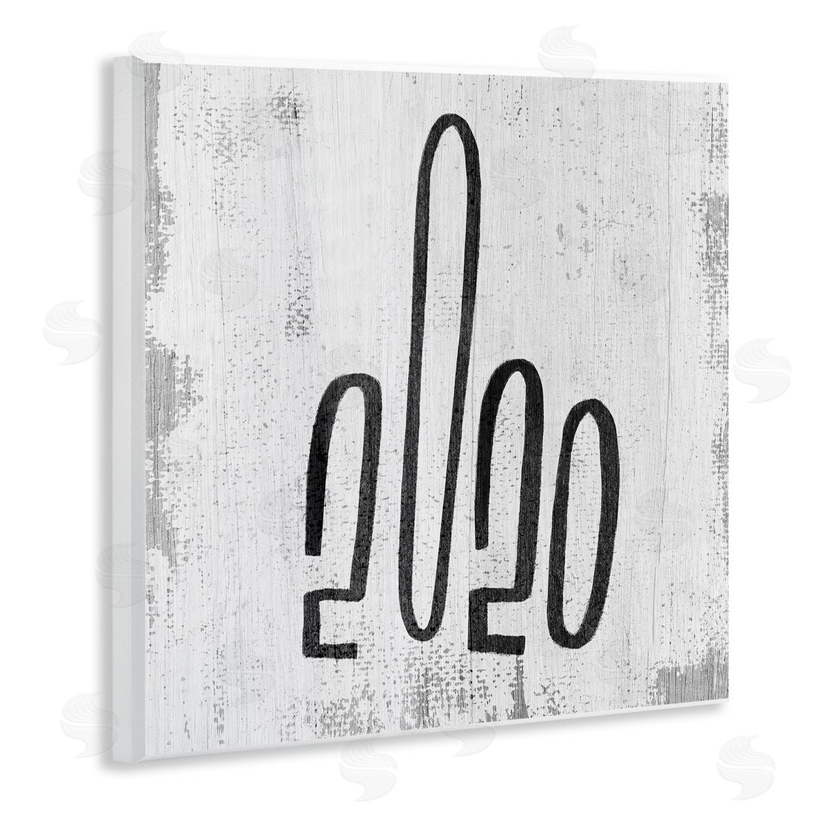 Stupell Studio Rustic 2020 Middle Finger Typography Hand Gesture Wall Plaque Art