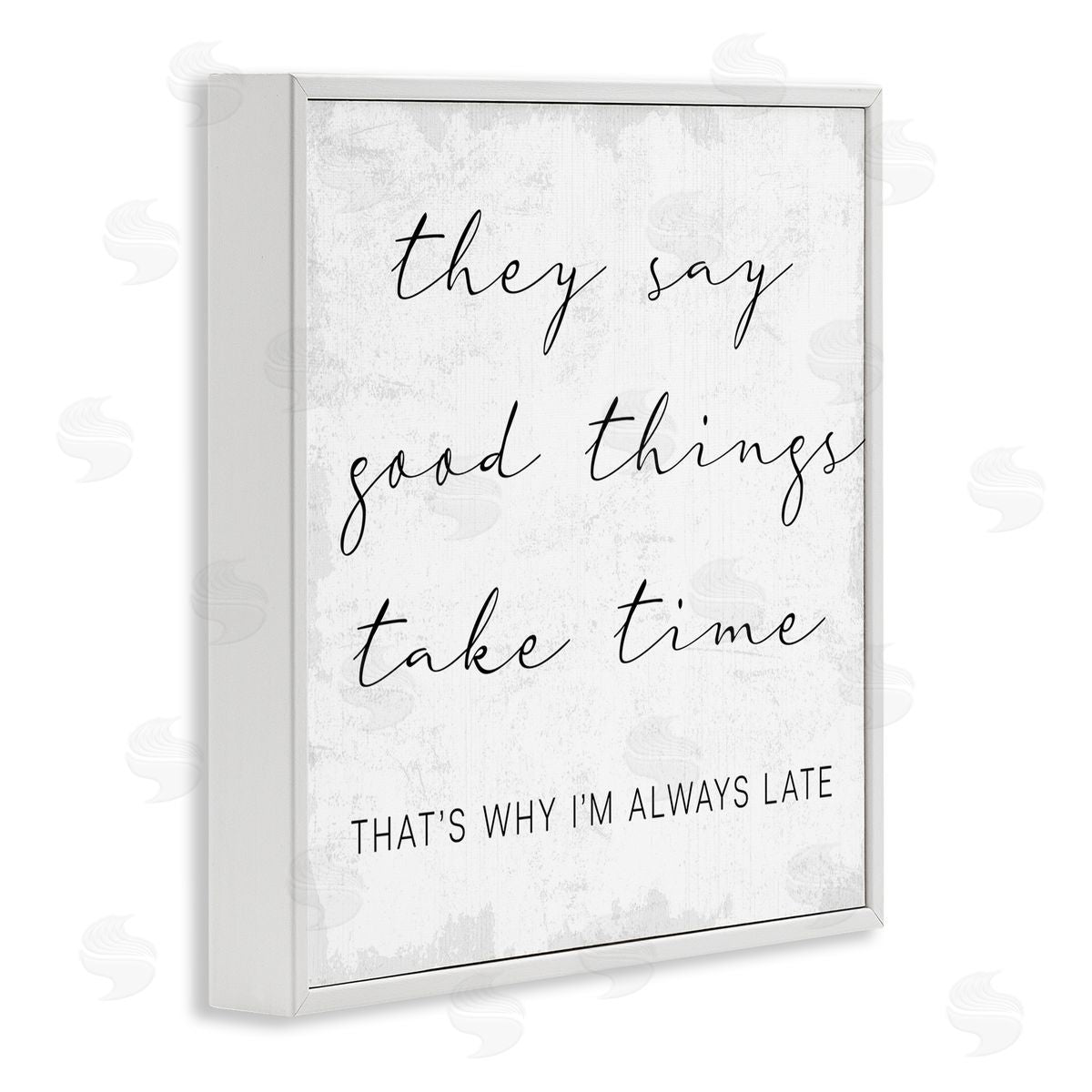 Stupell Studio Good Things Always Late Phrase Beauty Inspirational White Framed Giclee Wall Art
