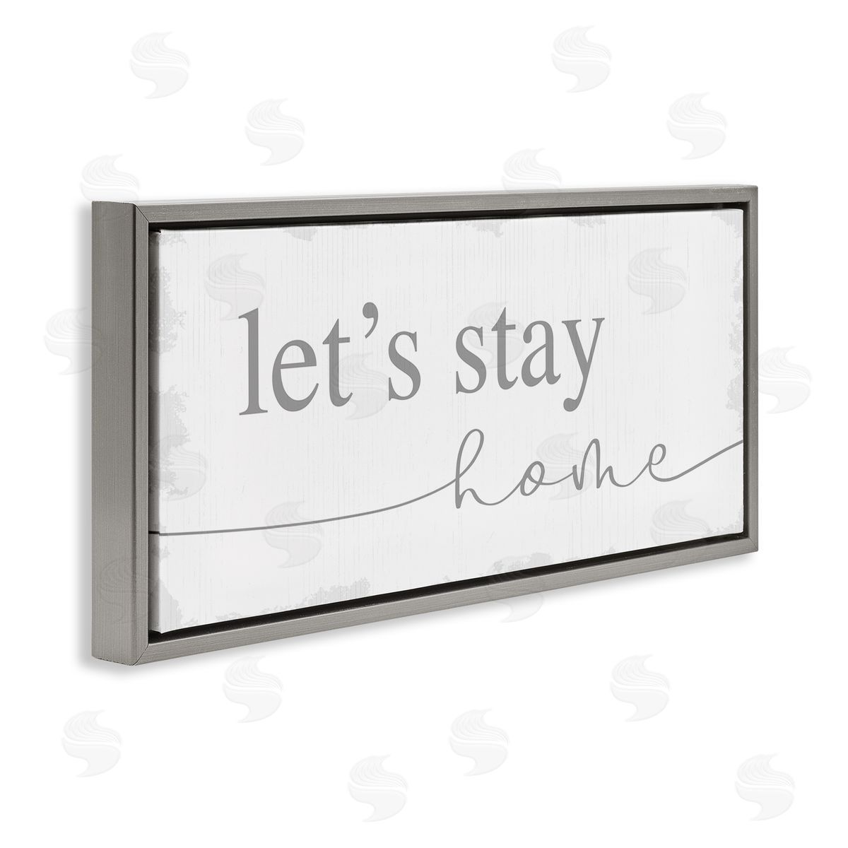 Stupell Studio Let's Stay Home Phrase Soft Grey Distressed Gray Floater Frame Canvas Art