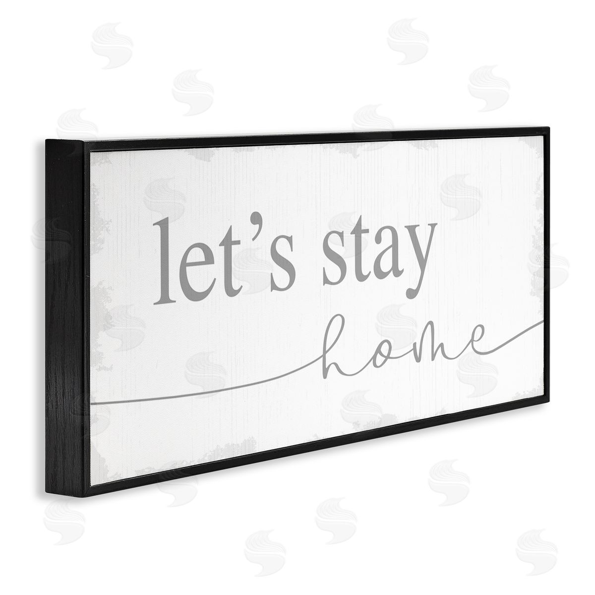 Stupell Studio Let's Stay Home Phrase Soft Grey Distressed Black Framed Giclee Wall Art