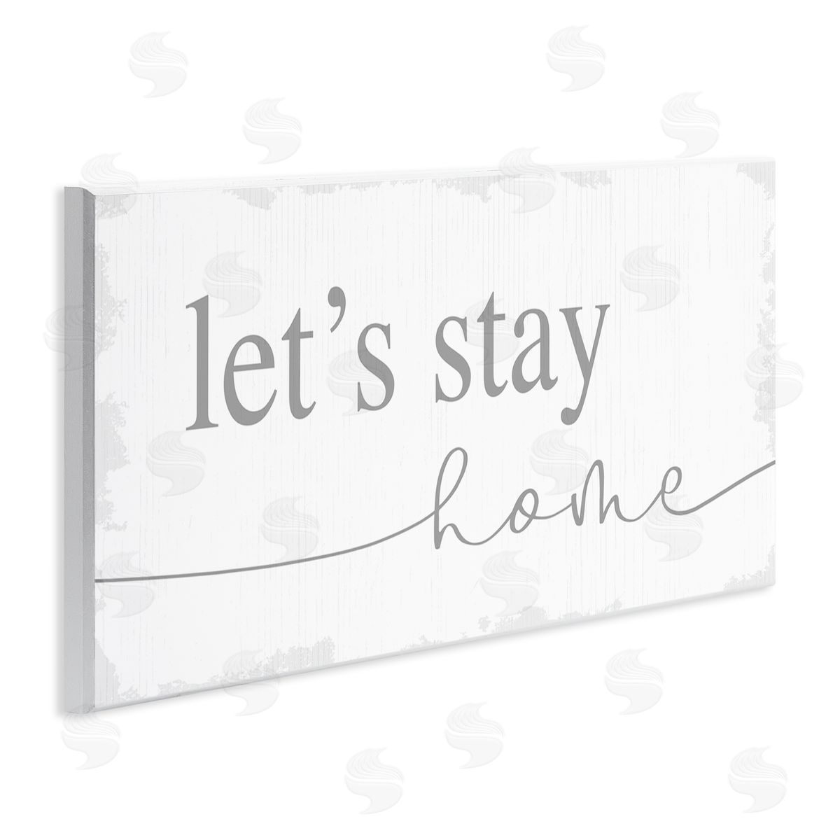 Stupell Studio Let's Stay Home Phrase Soft Grey Distressed Wall Plaque Art