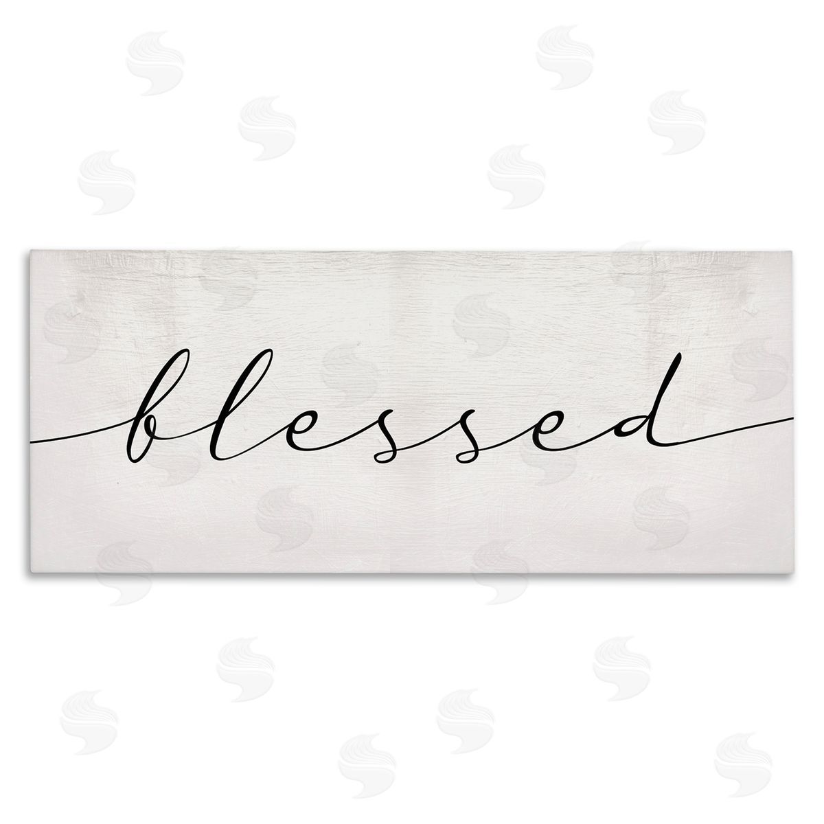 Stupell Studio Blessed Script Typography Minimal Black Off-White Canvas Wall Art
