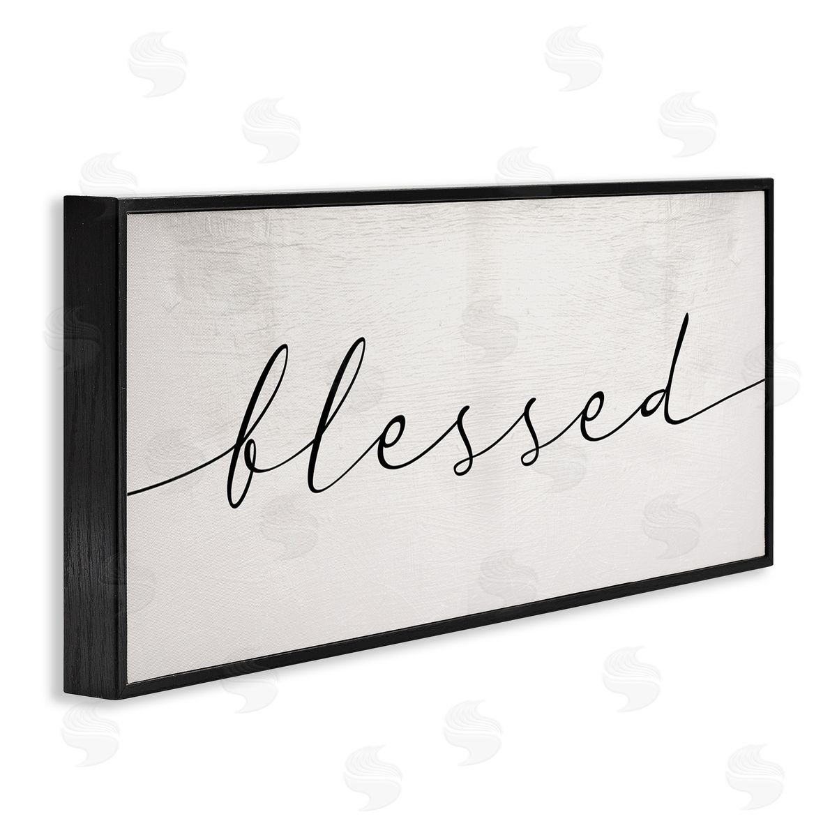 Stupell Studio Blessed Script Typography Minimal Black Off-White Black Framed Giclee Wall Art