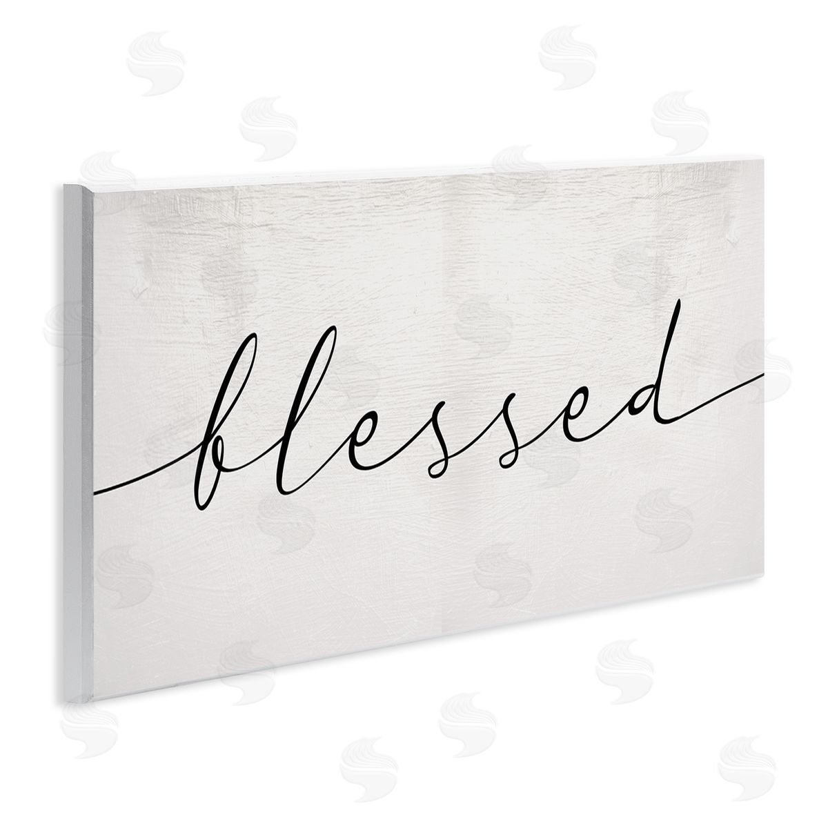 Stupell Studio Blessed Script Typography Minimal Black Off-White Wall Plaque Art