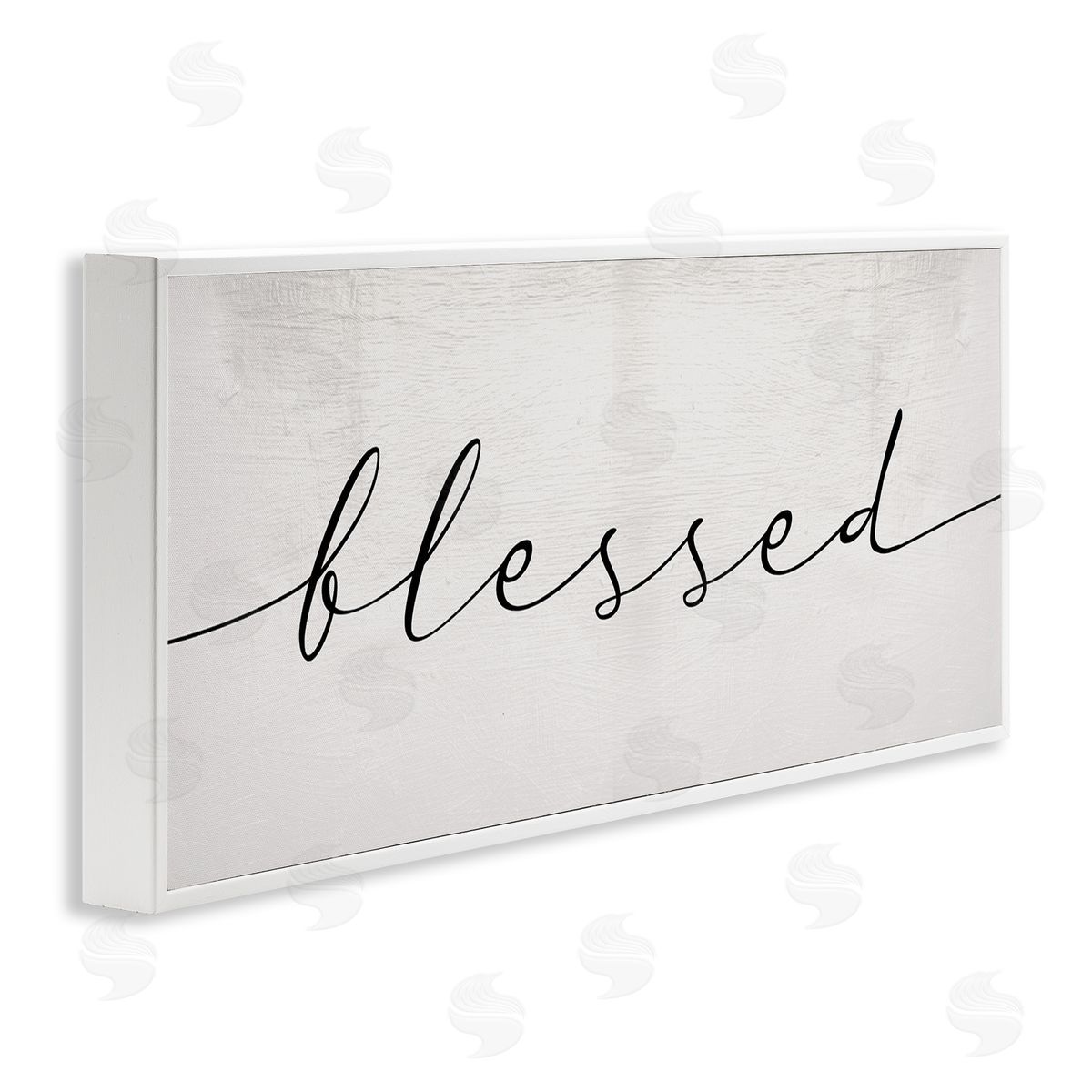 Stupell Studio Blessed Script Typography Minimal Black Off-White White Framed Giclee Wall Art
