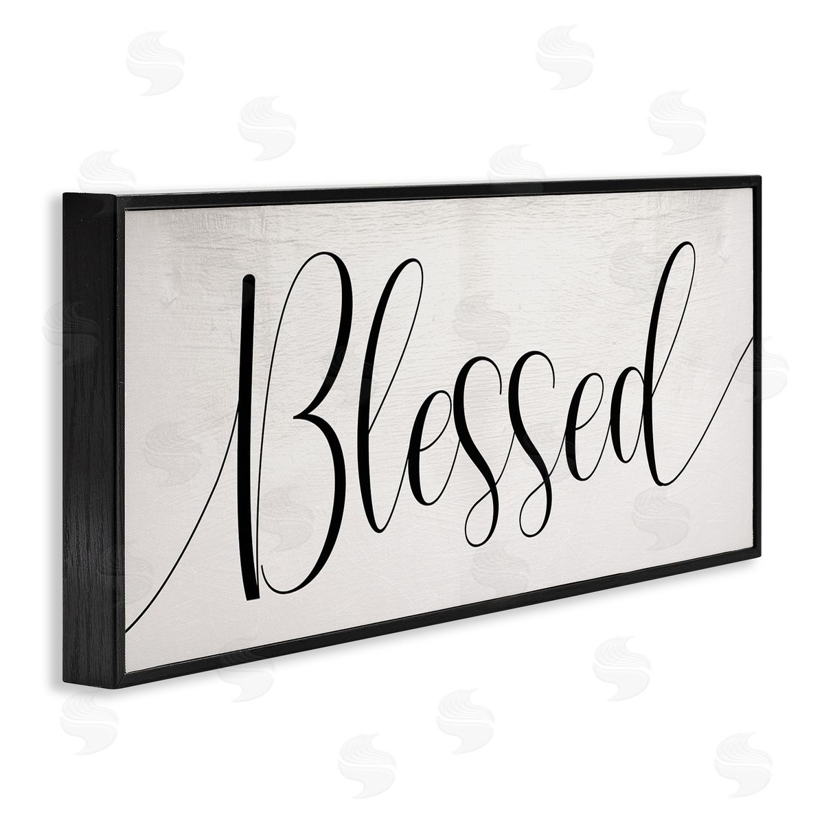Stupell Studio Bold Blessed Script Typography Charming Off-White Black Framed Giclee Wall Art