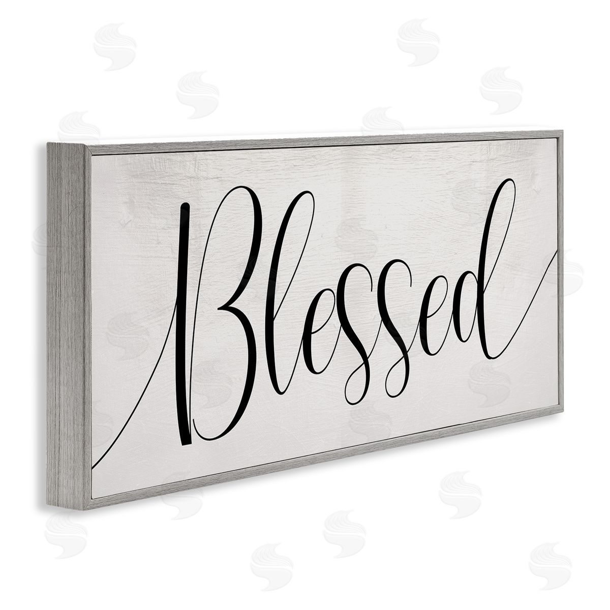 Stupell Studio Bold Blessed Script Typography Charming Off-White Gray Framed Giclee Wall Art