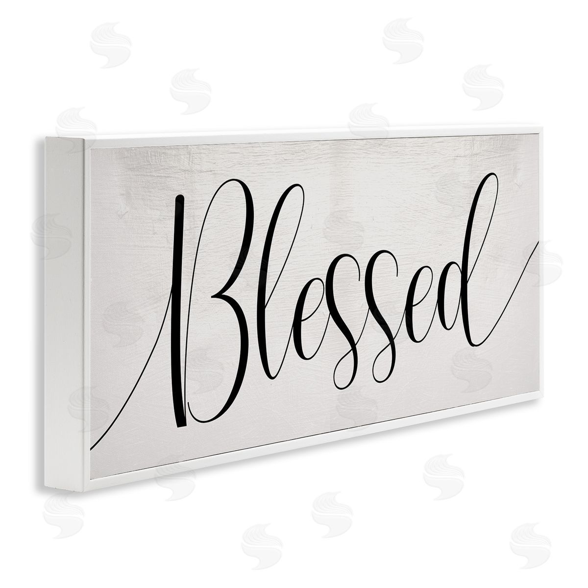 Stupell Studio Bold Blessed Script Typography Charming Off-White White Framed Giclee Wall Art