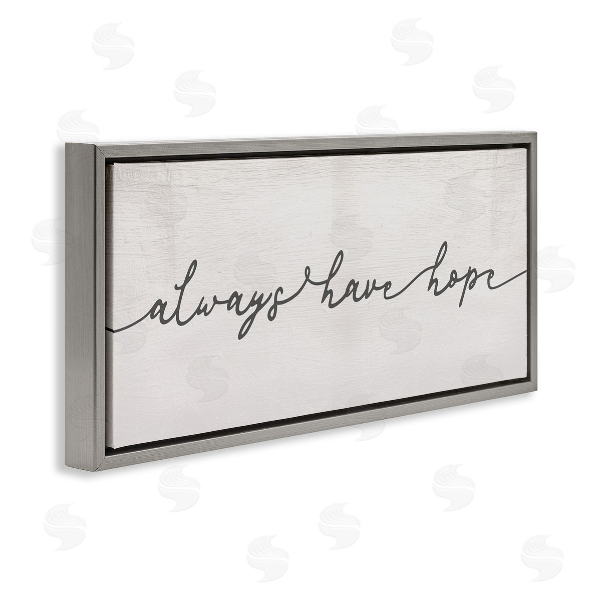 Stupell Studio Always Have Hope Phrase Vintage Cursive Typography Gray Floater Frame Canvas Art