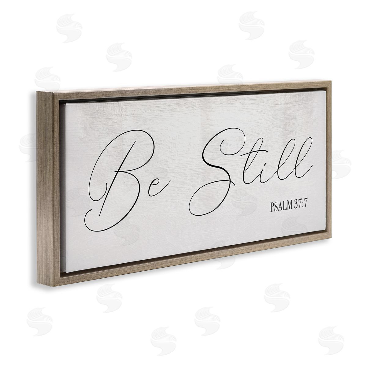 Stupell Studio Be Still Phrase Psalm 37:7 Elegant Script Brown Floater Frame Canvas Art