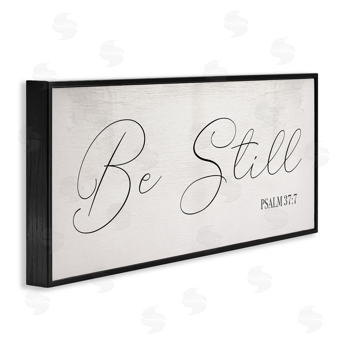 Stupell Studio Be Still Phrase Psalm 37:7 Elegant Script Black Framed Giclee Wall Art