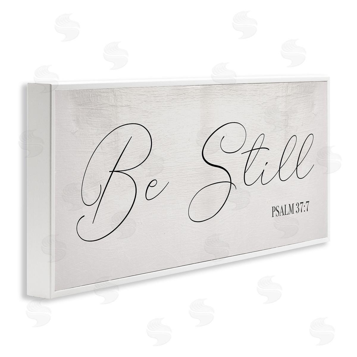 Stupell Studio Be Still Phrase Psalm 37:7 Elegant Script White Framed Giclee Wall Art