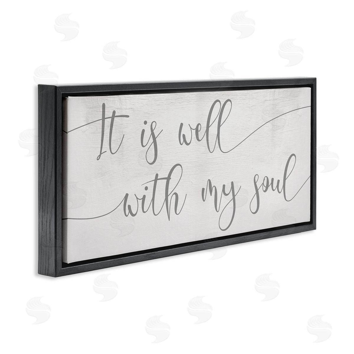 Stupell Studio Well With My Soul Quote Soft Grey Script Black Floater Frame Canvas Art