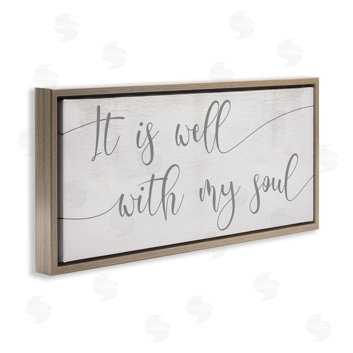 Stupell Studio Well With My Soul Quote Soft Grey Script Brown Floater Frame Canvas Art