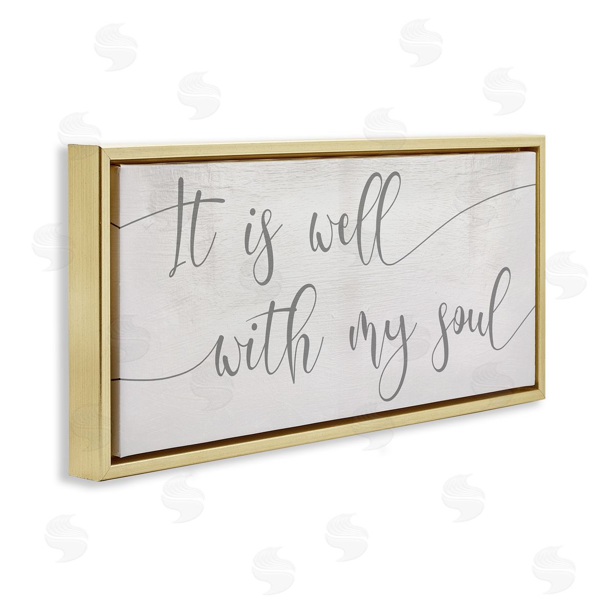 Stupell Studio Well With My Soul Quote Soft Grey Script Gold Floater Frame Canvas Art