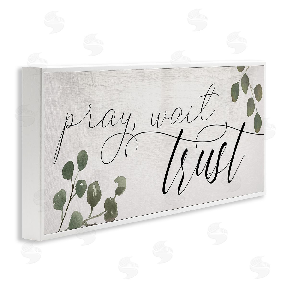 Pray Wait Trust Phrase White Frame Print Wall Art, Home Decor by Stupell Studio