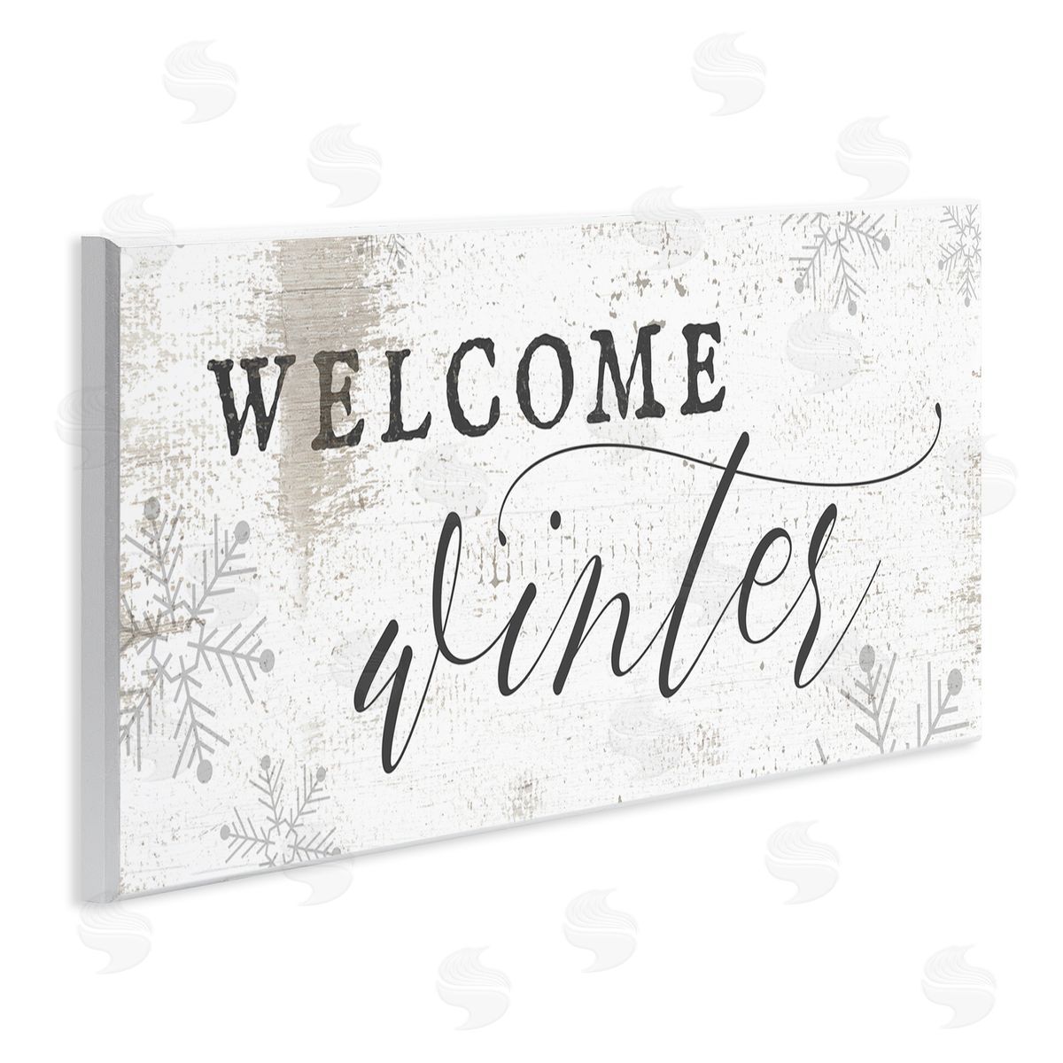 Welcome Winter Snowflake Pattern Wood Plaque Wall Art, Home Decor by Stupell Studio