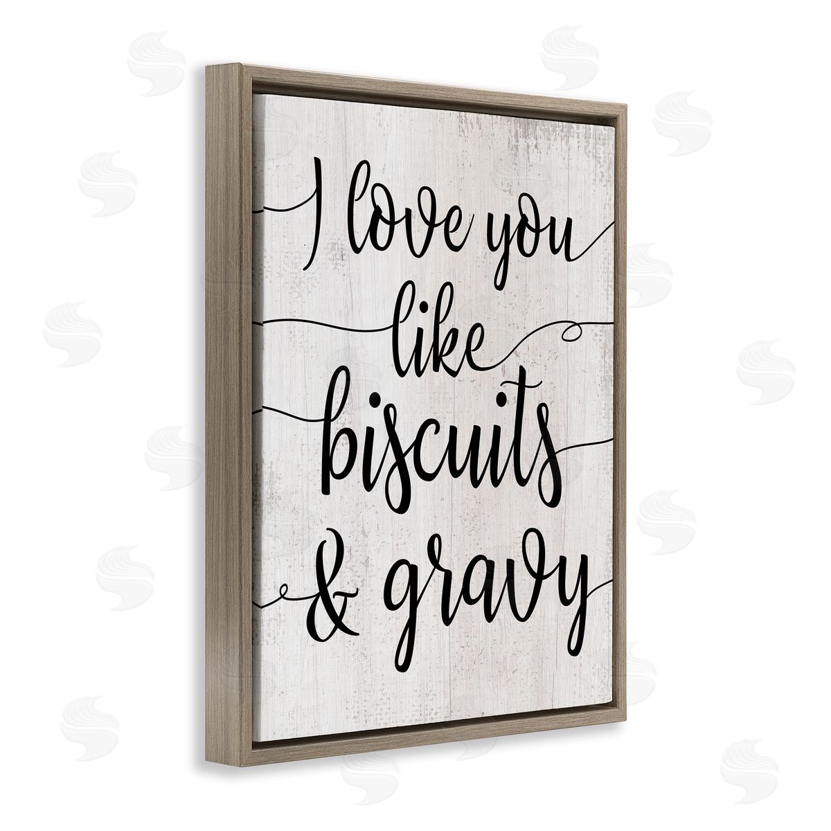 Stupell Studio Love You Like Biscuits & Gravy Romantic Sentiment Brown Floater Frame Canvas Art