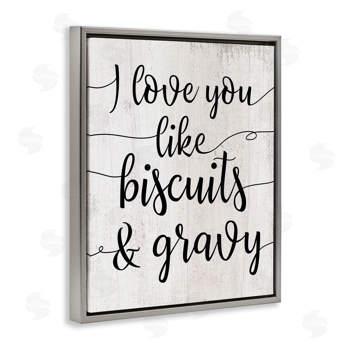 Stupell Studio Love You Like Biscuits & Gravy Romantic Sentiment Gray Floater Frame Canvas Art