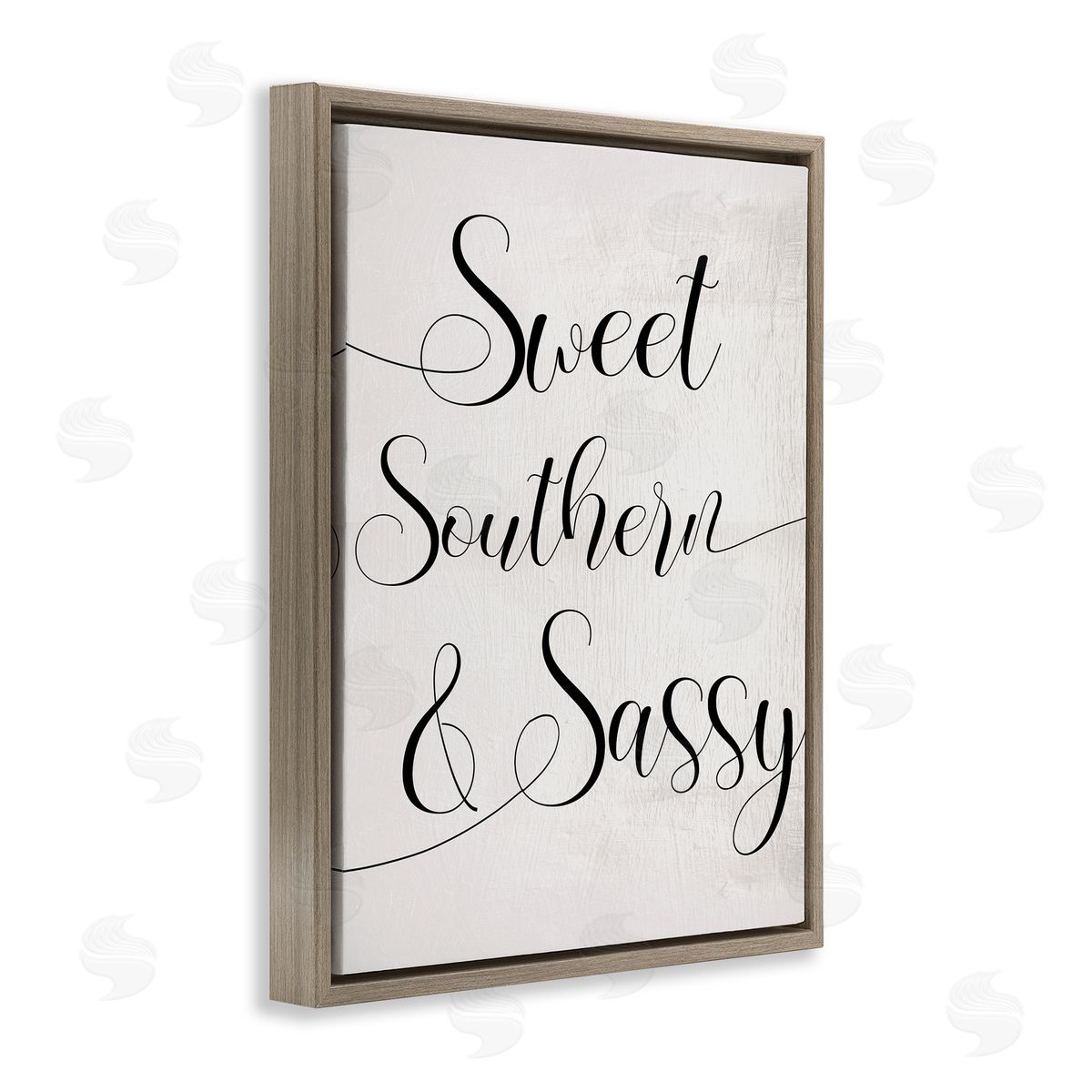 Stupell Studio Sweet Southern & Sassy Lively Cursive Typography Brown Floater Frame Canvas Art