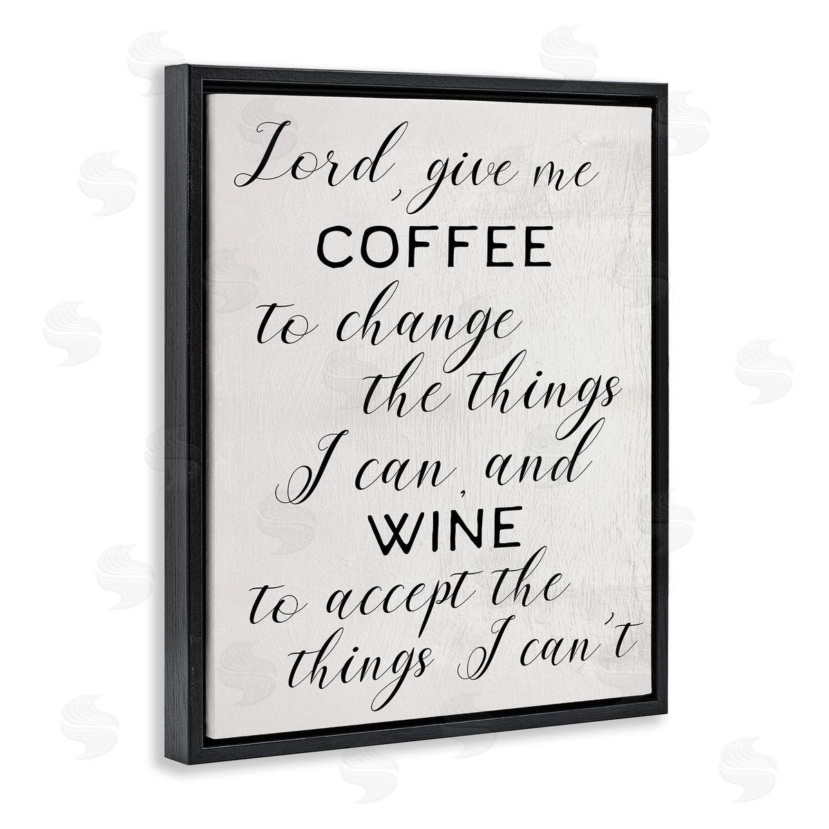 Stupell Studio Lord, Give Me Coffee and Wine Kitchen Phrase Black Floater Frame Canvas Art
