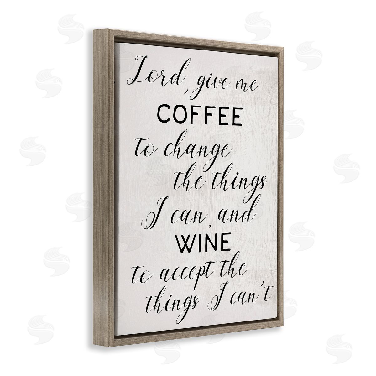 Stupell Studio Lord, Give Me Coffee and Wine Kitchen Phrase Brown Floater Frame Canvas Art