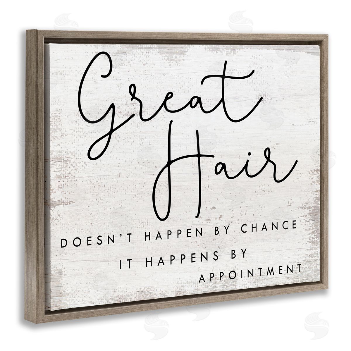 Stupell Studio Great Hair By Appointment Sign Distressed Beauty Salon Brown Floater Frame Canvas Art