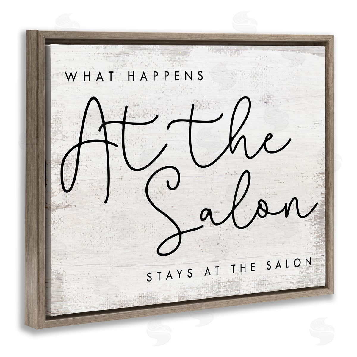 Stupell Studio What Happens at the Salon Phrase Beauty Sentiments Brown Floater Frame Canvas Art
