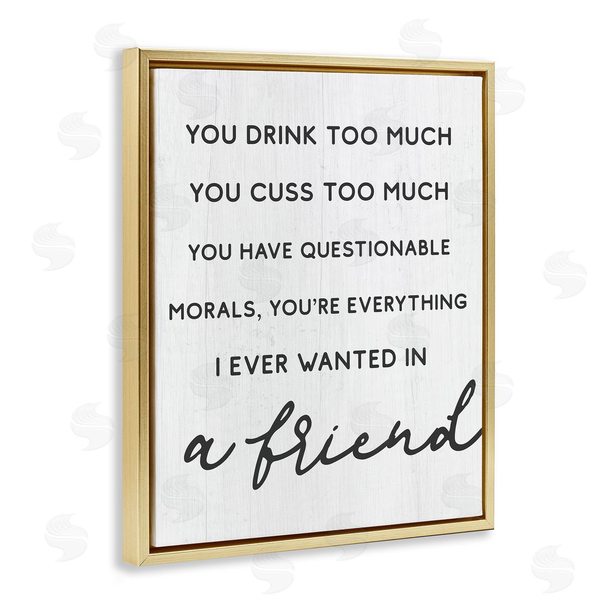 Stupell Studio Everything I Wanted in a Friend Humorous Sentiment Gold Floater Frame Canvas Art