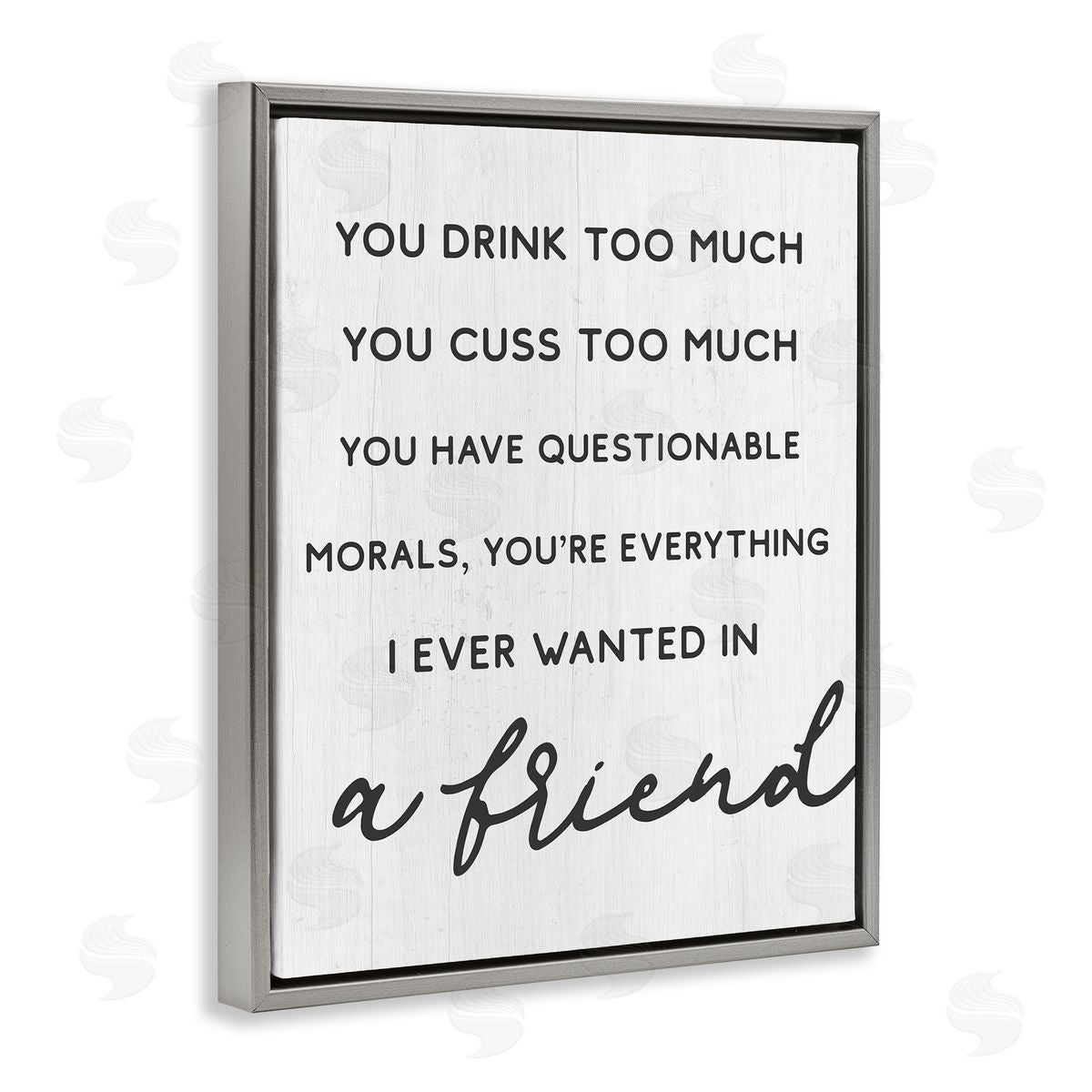 Stupell Studio Everything I Wanted in a Friend Humorous Sentiment Gray Floater Frame Canvas Art