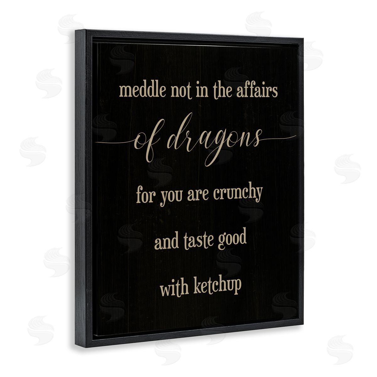 Stupell Studio Meddle Not In Dragon Affairs Saying Mythical Creature Black Floater Frame Canvas Art