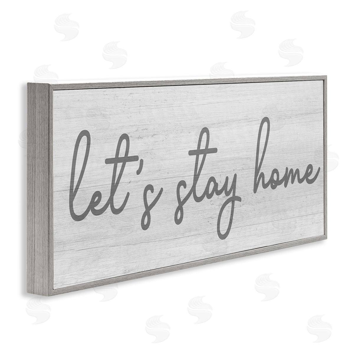 Stupell Studio Let's Stay Home Sentiments Soft Circular Script Gray Framed Giclee Wall Art