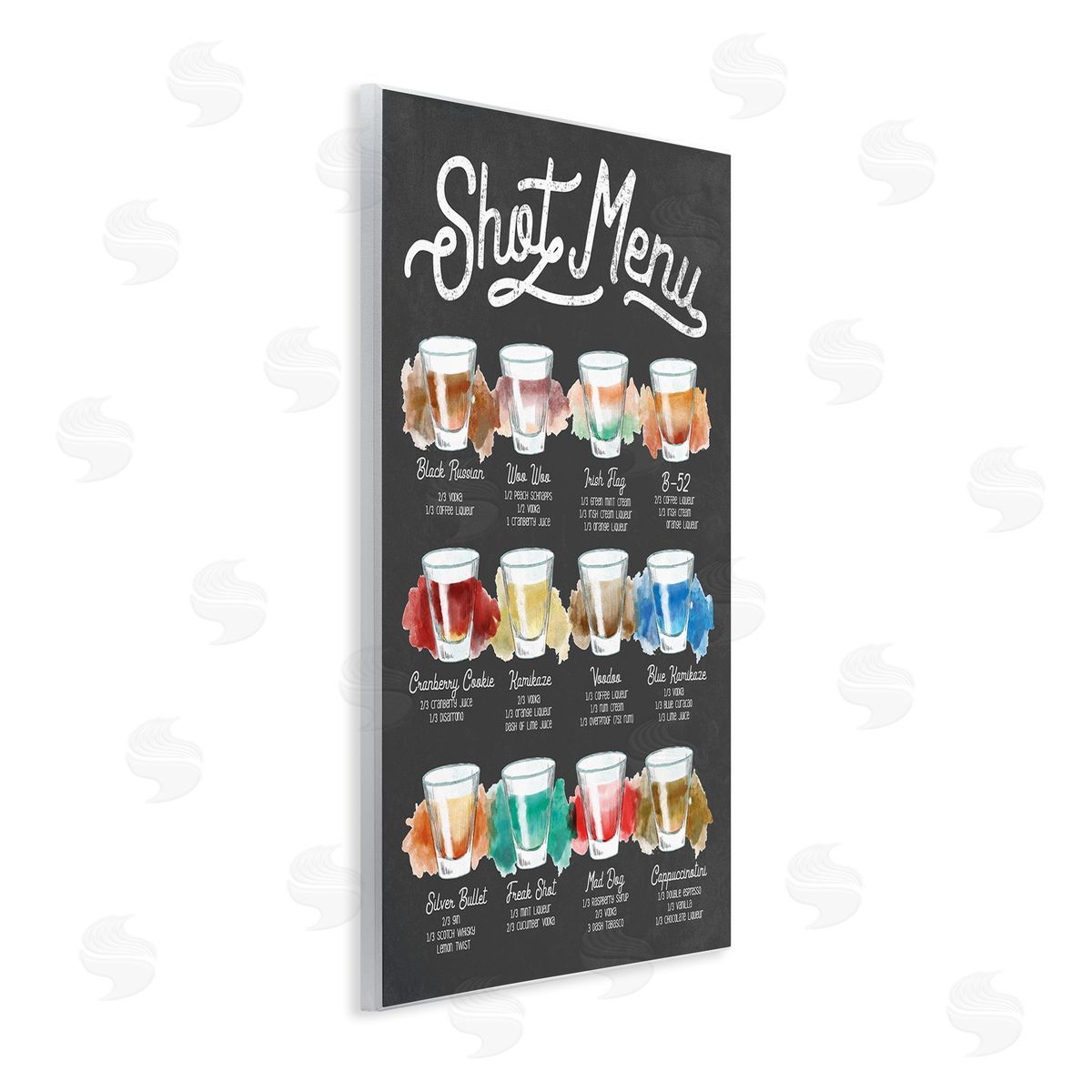 Stupell Studio Shot Menu Drink Recipes Fun Watercolor Styling Wall Plaque Art