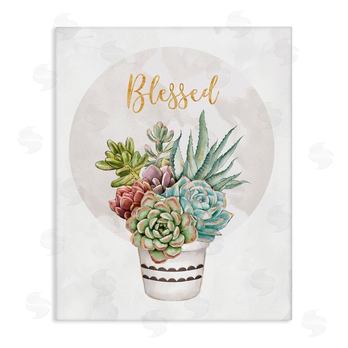 Ziwei Li Blessed Sentiments Chic Succulent Plant Bouquet Canvas Wall Art