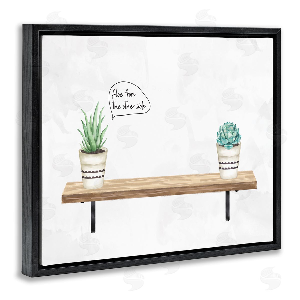 Ziwei Li Aloe From Other Side Phrase Succulent Plants Black Floater Frame Canvas Art